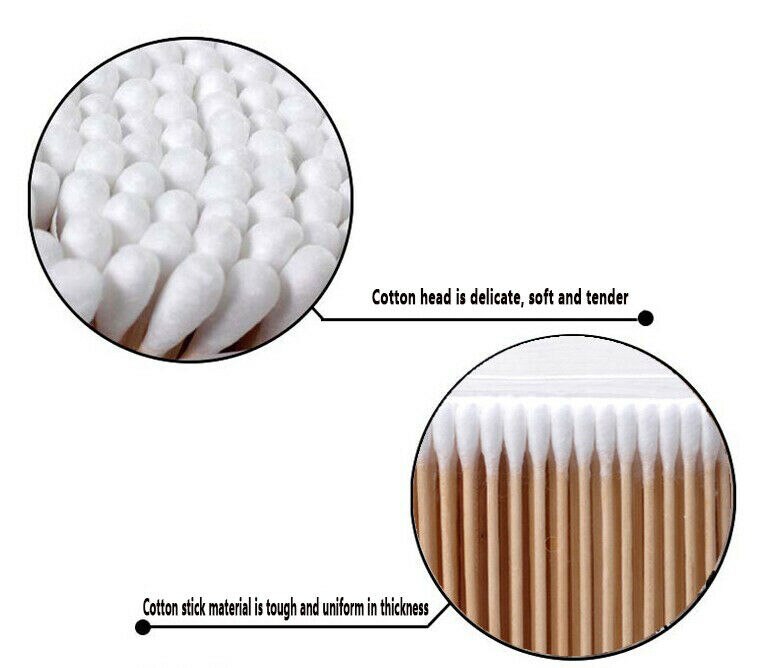 Baby Wattenstaafjes Wegwerp Up Dubbele Tip Wattenstaafjes Applicator Houten Swabs Q-Tips 500 Stuks