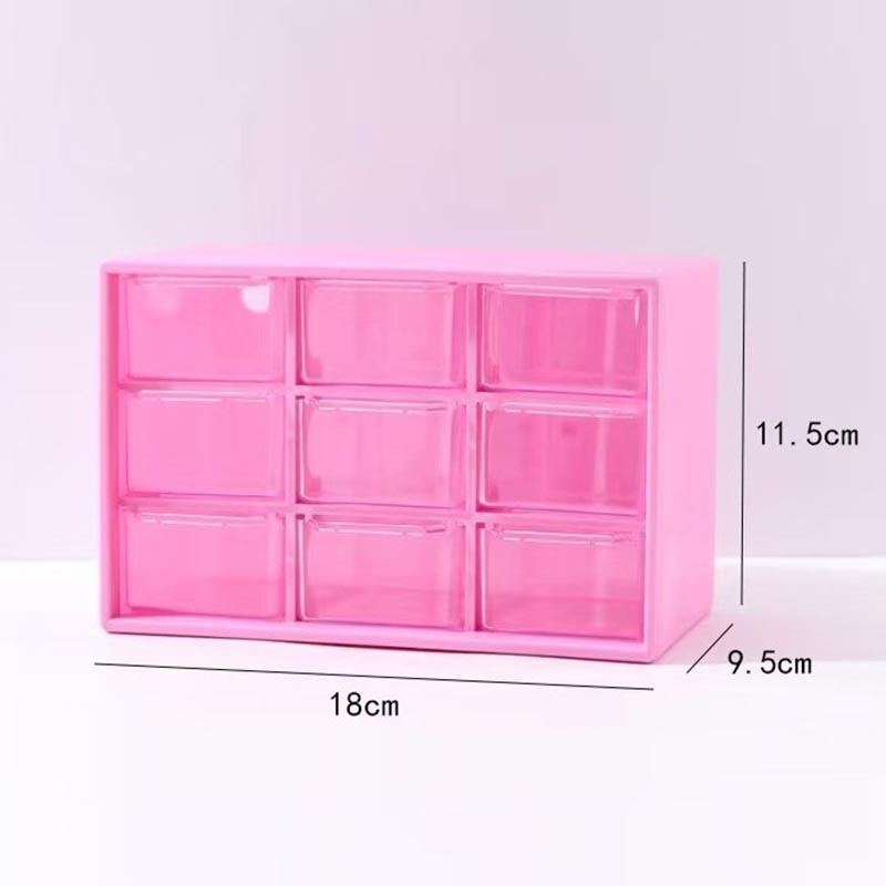 Organisator Opbergdoos Mini Bureauladen Stapelbaar Negen vierkant raster Opbergdoos Haarspeld Sticker Cosmetica Accessoires: Roze