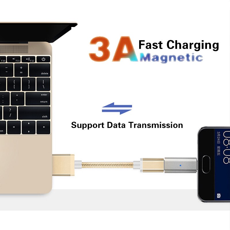 Magnetische Usb Adapter Man-vrouw Micro Usb Naar Voor Iphoneios Android Type Usb C 8 Pin 3in1 Datakabel converter Adapter