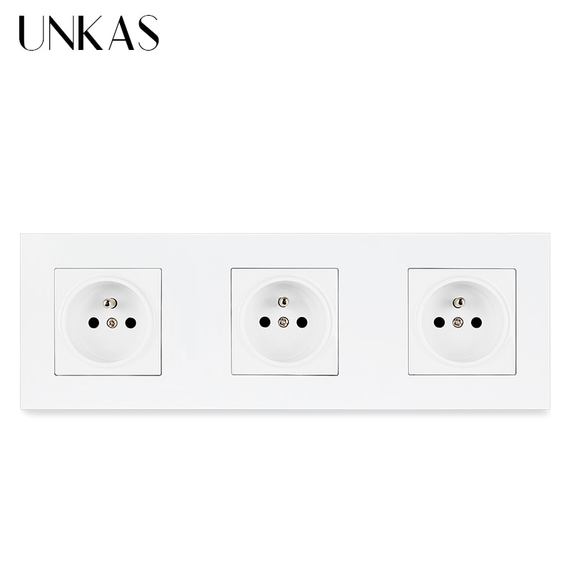 UNKAS 3 Gang French Wall Power Socket Dual USB + HDMI Port USB 3.0 Jack TV RJ11 Telephone RJ45 Internet PC Plastic Panel Outlet: 3 FR