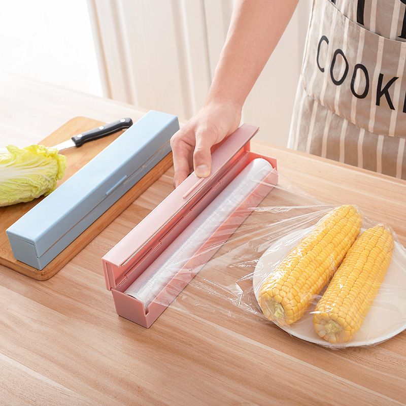 Plastfolieautomater rostfritt stål plastfolieskärare köksprylar konserveringsmedel filmskärare kökstillbehör