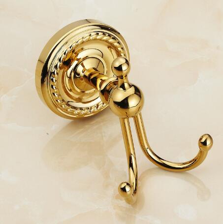 LSDZHK Antieke Dubbele Haak | Massief Messing | Voor Badkamer Of Keuken | Muur- Of Deurmontage