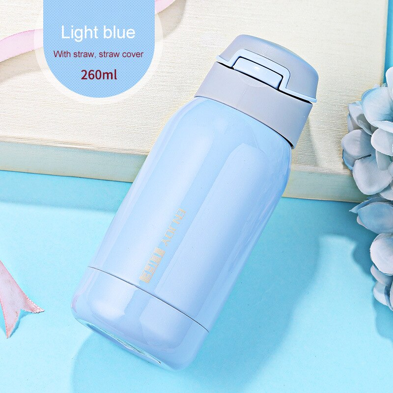 260ml / 450ml rostfri termosflaska med sugrör sporttermosflaska för barn bärbar termoshalm: 260ml f