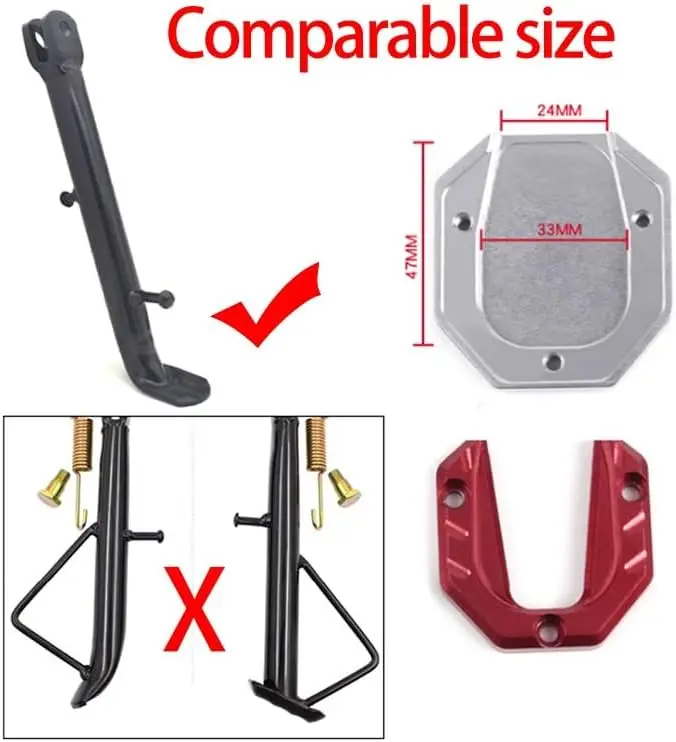 Aluminium Motorfiets Fiets Kickstand Extender Anti-Slip Voet Zijstandaard Verlengstuk Voetsteun Voor Motorfiets Crossmotor