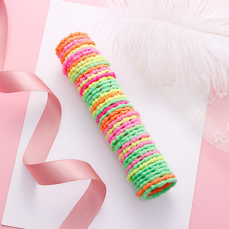 50Pcs/Pack Cute Children Elastic Rubber Bands Girls Colorful 3cm Hair Bands Gum For Hair Headwear Hair Accessories: 1