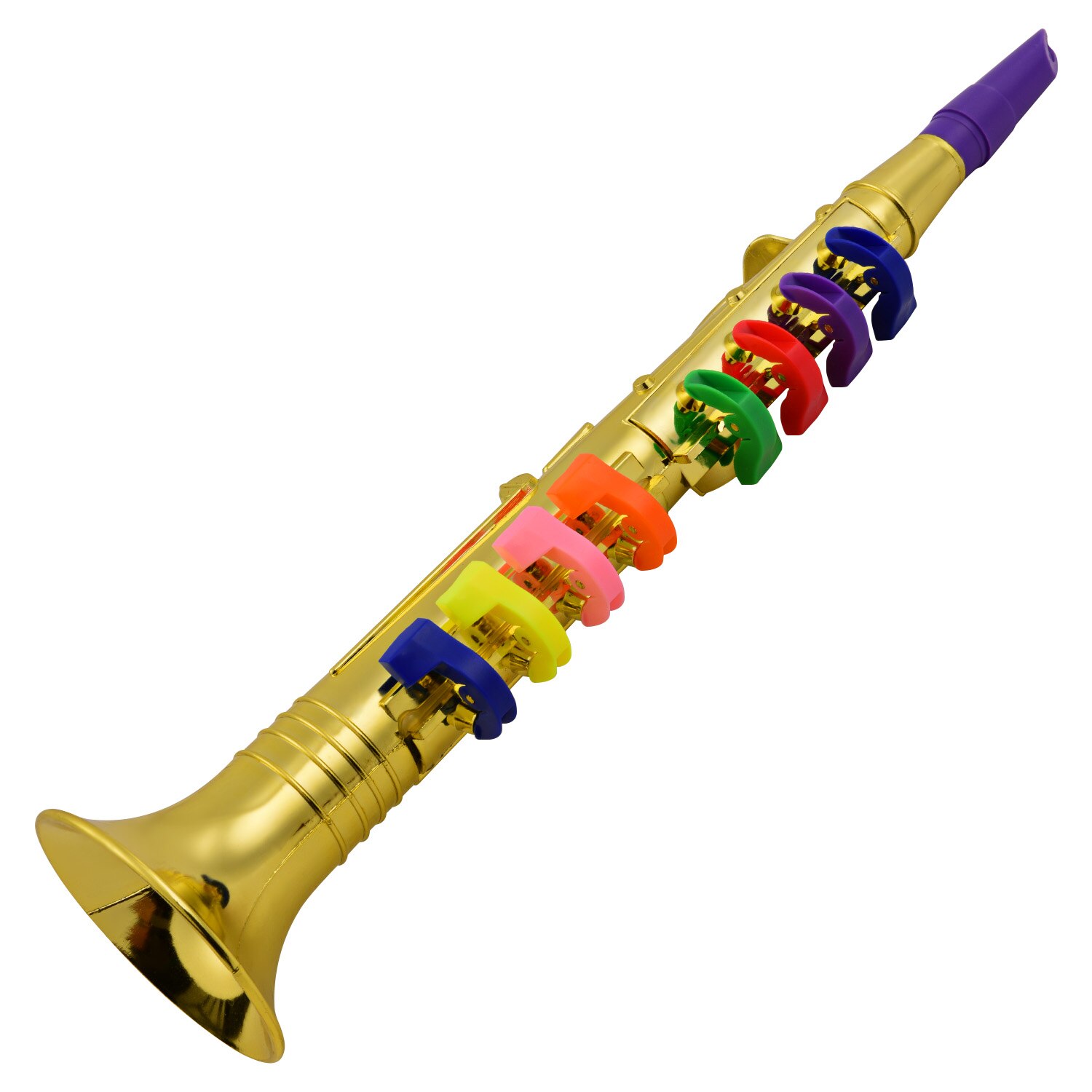 Instrumento clarinete de viento Musical para niños pequeños clarinete de oro metálico ABS con 8 teclas de colores