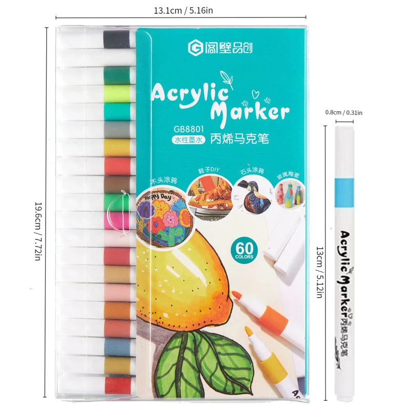 12-80 Colors Acrylic Marker Rock Painting Set for Kids Stone Paint Pens Set Ceramic Glass Wood Manga Art School Supplies: Yellow