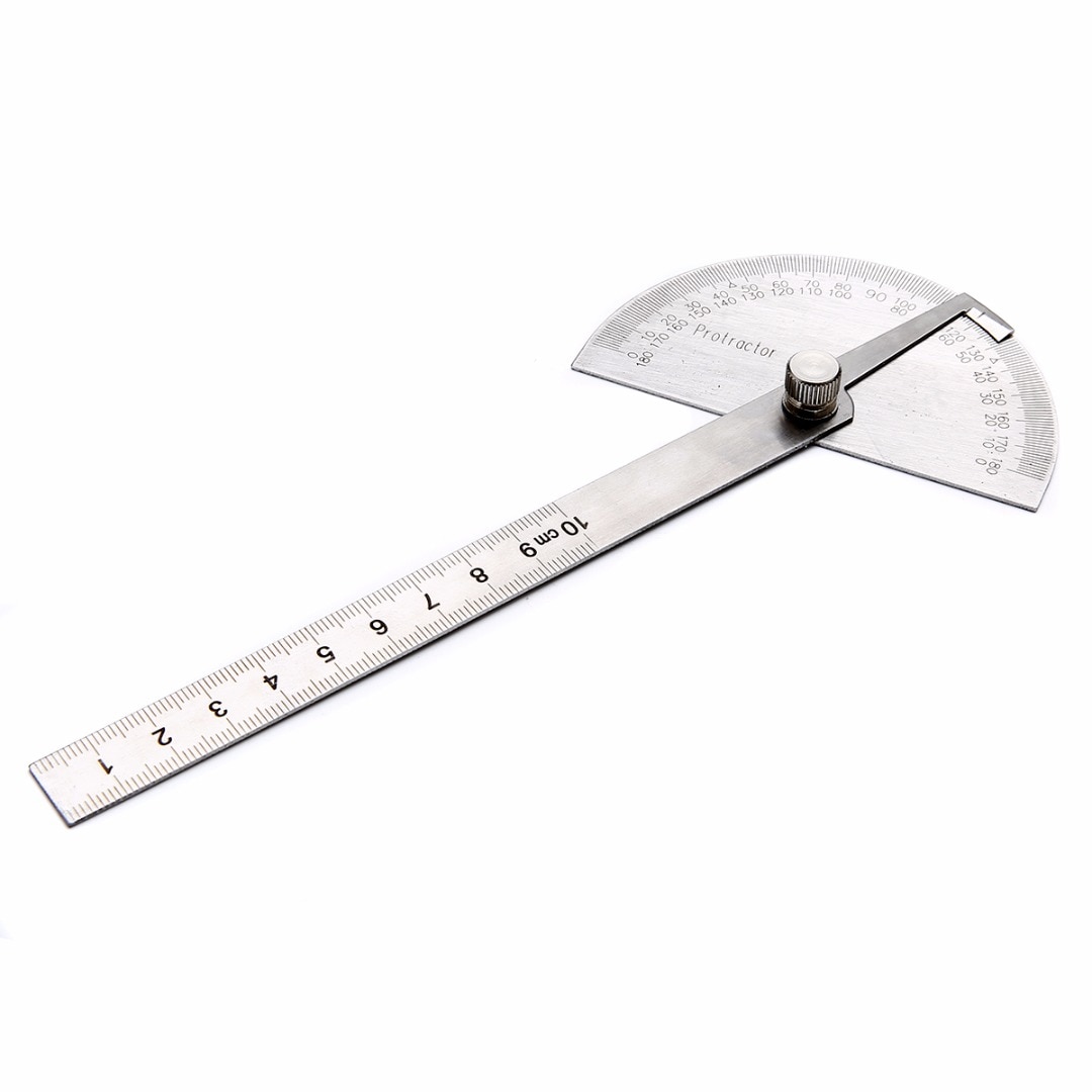 1pc 180 Degree Adjustable Protractor Angle Finder Angle Ruler Round Head Rotary Stainless Steel Measuring Tool for Woodworking