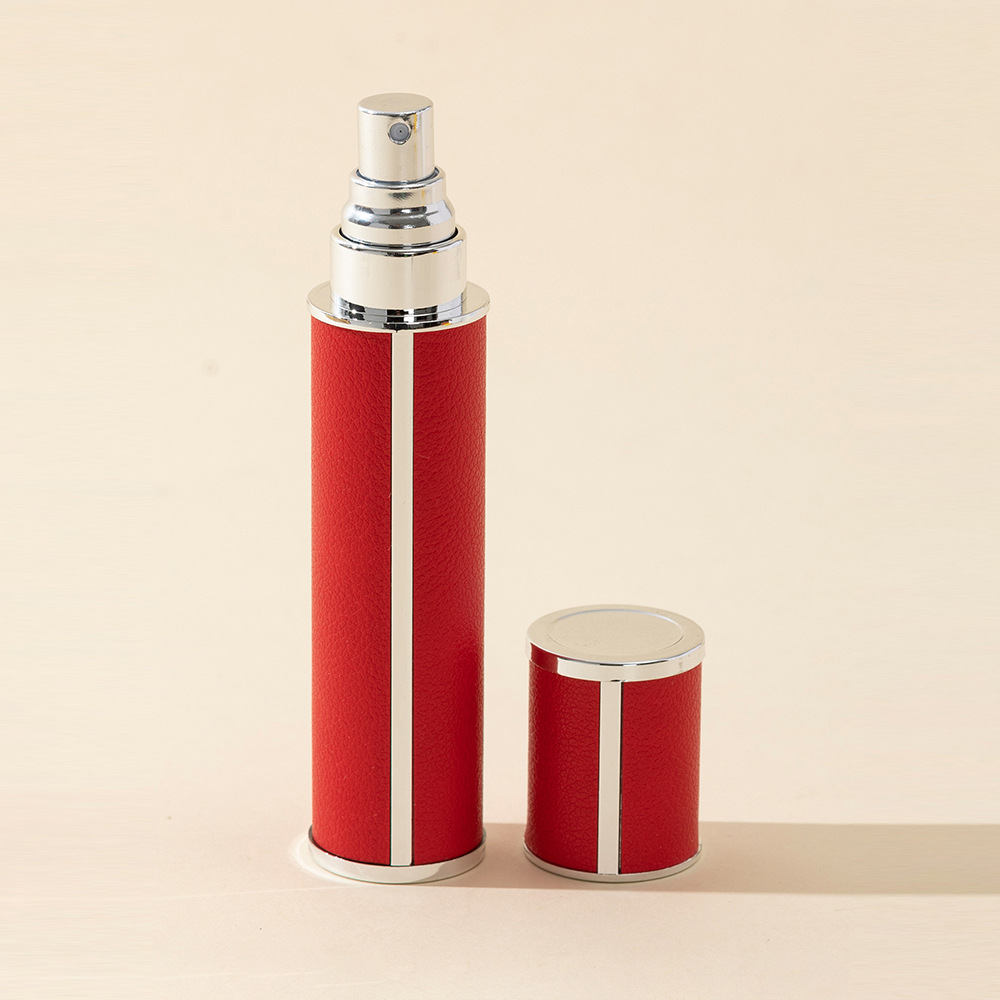 10ml leren parfumverstuivers, draagbare flesjes voor vloeibare cosmetica, mini-parfumflesjes voor op reis, navulbare lege spuitfles: Rood