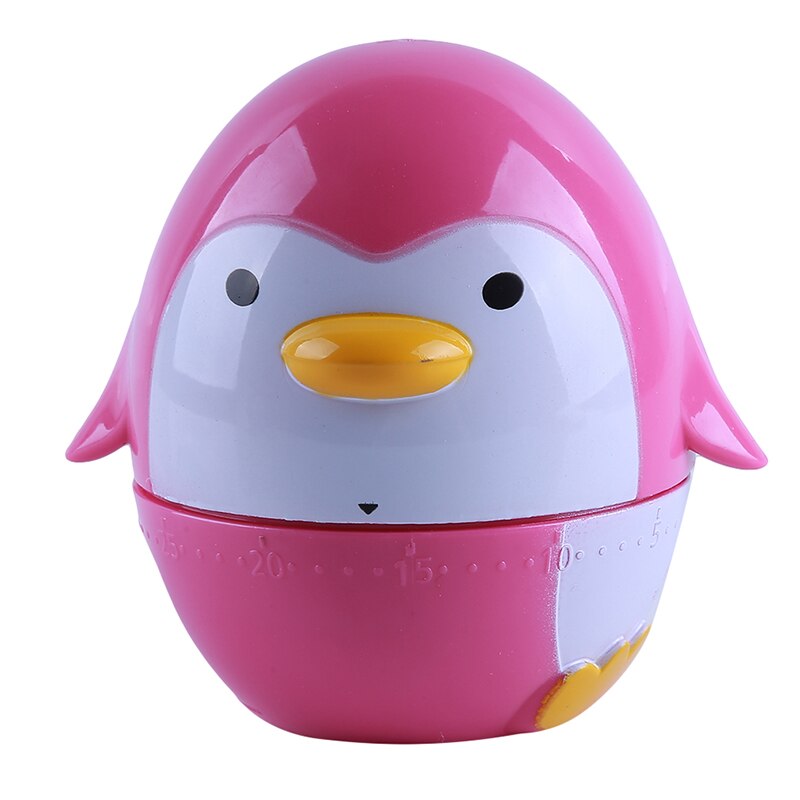 Penguin Kitchen Handle Rotage Dial Timers Reminders Mechanical Countdown Timer Cooking Busy Reminder Watch Under One Hour: rose red