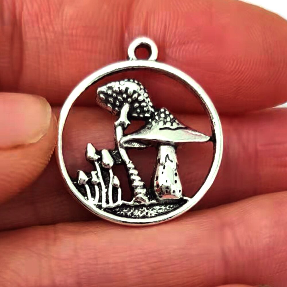 5 uds lindo tres setas bosque colgante encanto joyería de setas fantasía elfos encantos de hadas bosque para DIY mujeres hombre Accesorios: Color amarillo dorado claro