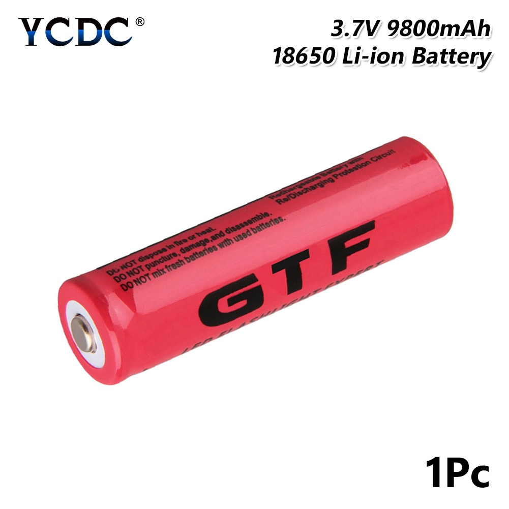 Pointed Top 18650 GTF Battery 3.7V 9800mAh Lithium Charging Rechargeable Batteries Li-ion Cell For Flashlight toy Fan