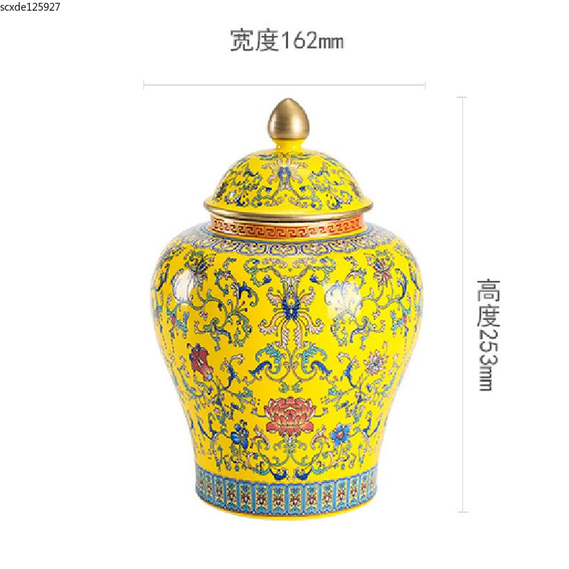 Caddie à fleurs peintes en céramique, Vase à fleurs de grande capacité, pot de rangement scellé avec couvercle, décoration de comptoir de porche