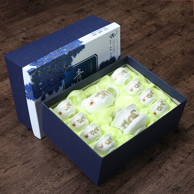 Conjunto de chá chinês azul e branco porcelana kung fu chá conjunto tureen cerâmica tigela chá saúde bule chá copos mestre frete grátis: 03