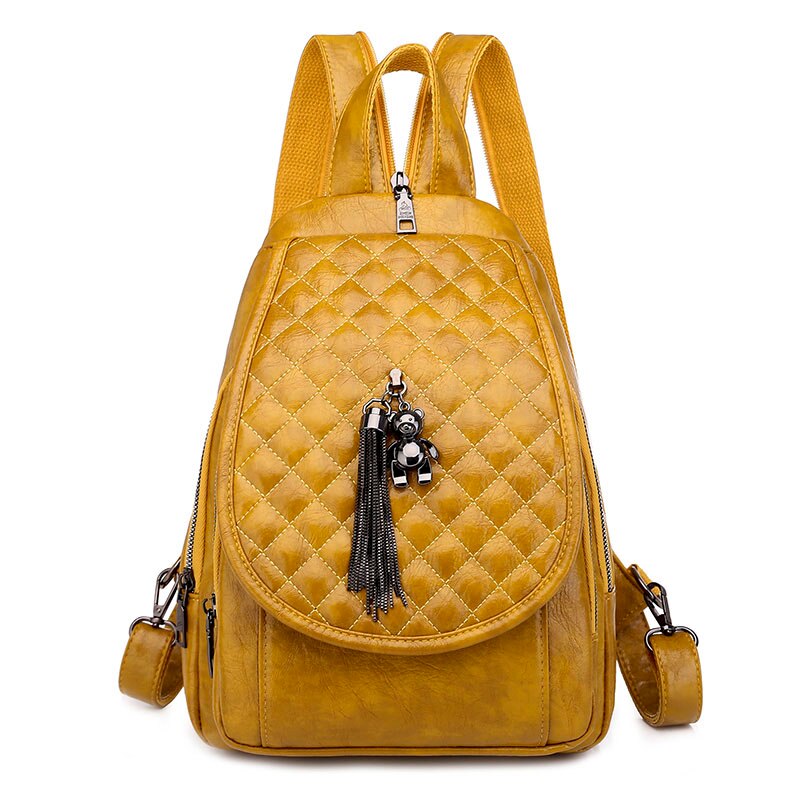 Vrouwen Pu Lederen Rugzakken Vrouwelijke Vintage Rugzak Voor Meisjes Tas Reizen Rugzak Dames Vrouwen Back Pack: Style 2 Yellow