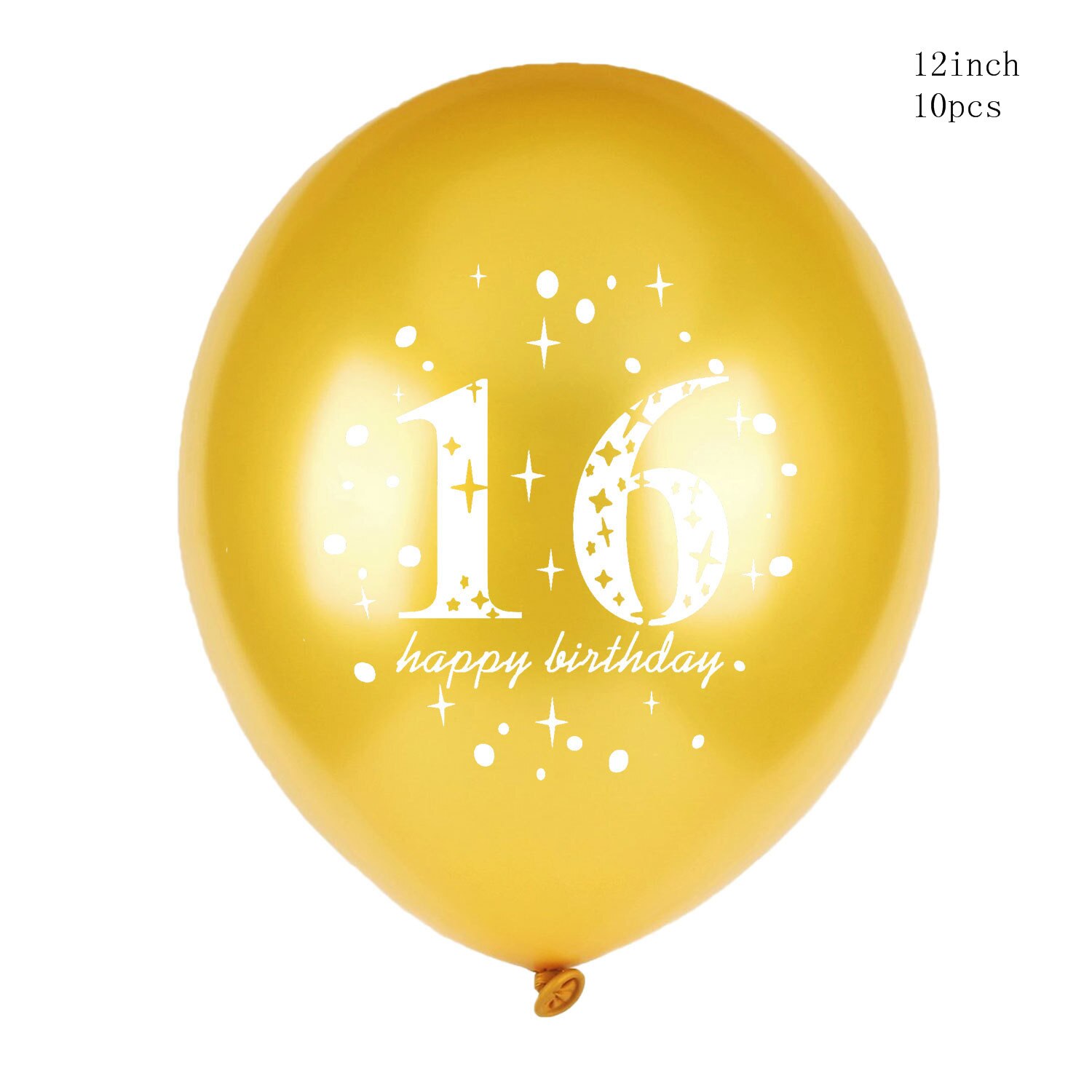 10Pcs Sweet 16 Princess Birthday Balloon 16th Birthday Party Decoration Supplies Favor Happy Birthday Decoration: gold