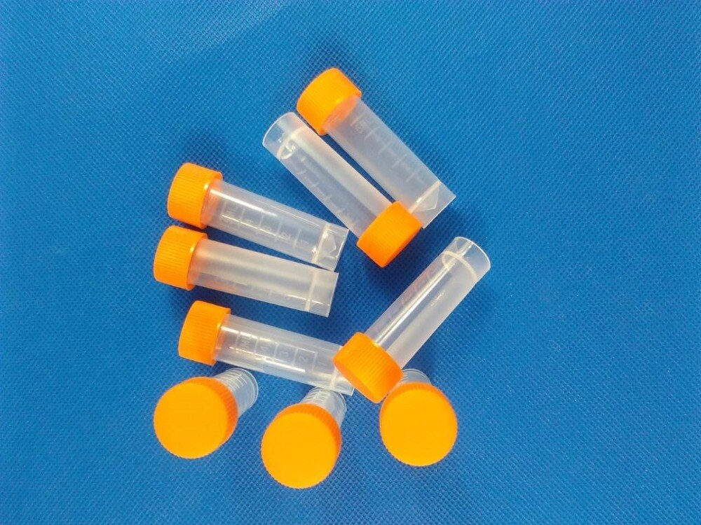 100PCS/LOT 5ml Freezing Tubes Graduation Centrifuge Tube sample tubes Plastic Bottles with Screw cap for lab analysis Flat