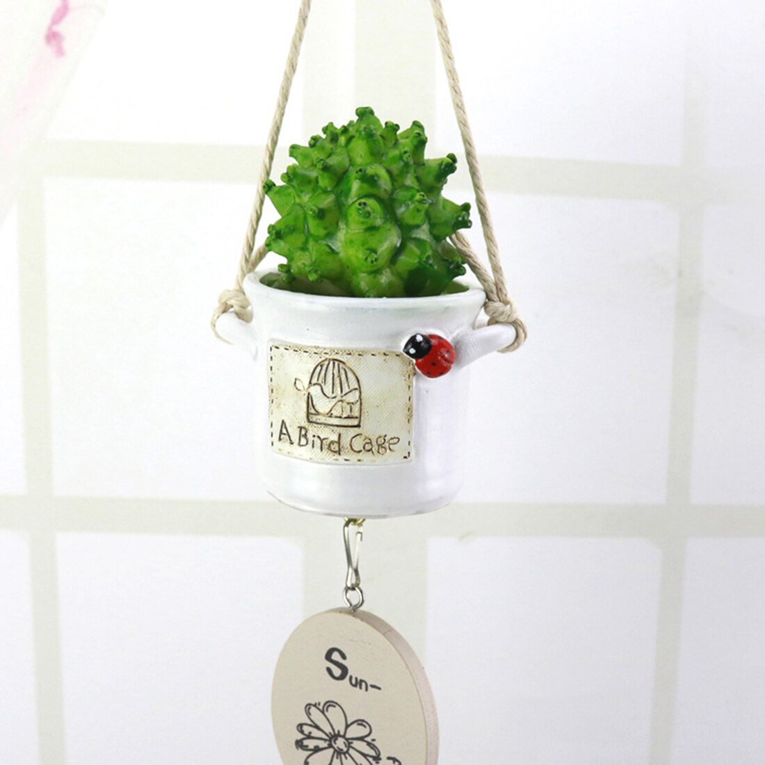 Simulation Country Style Potted Plant Wind Chimes Hanging Style Bells For Window Decor To Friend-White/Yellow/Pink