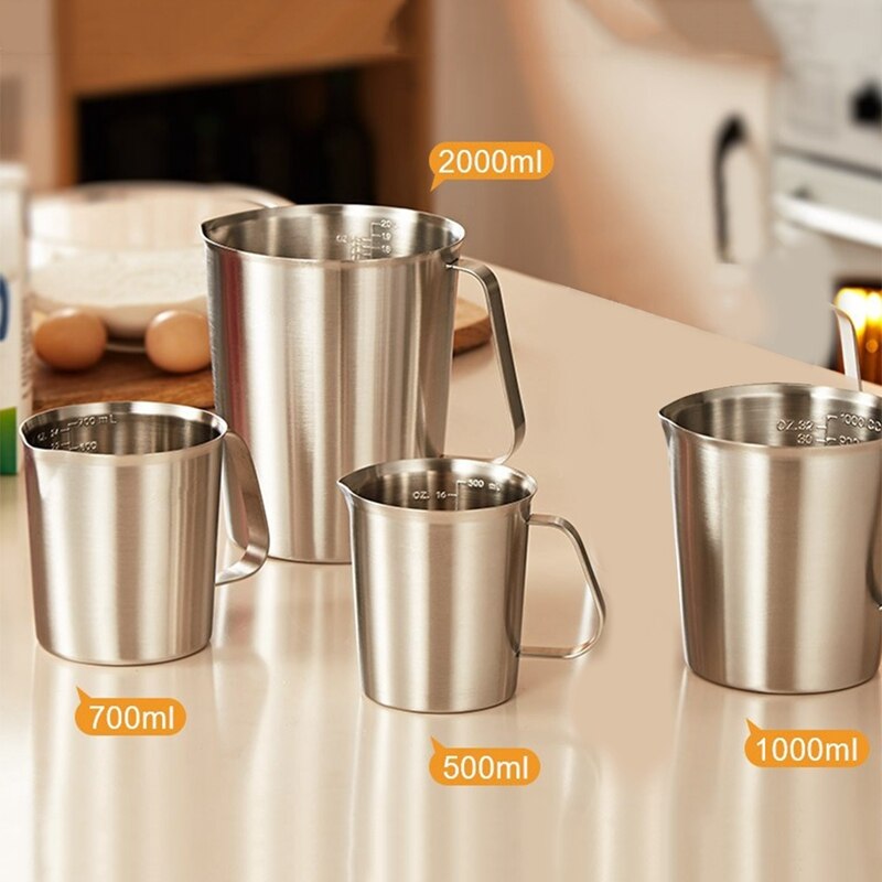 Stainless Steel Measuring Cup Mug Mixing Resin Kitchen Jug Pour Spout