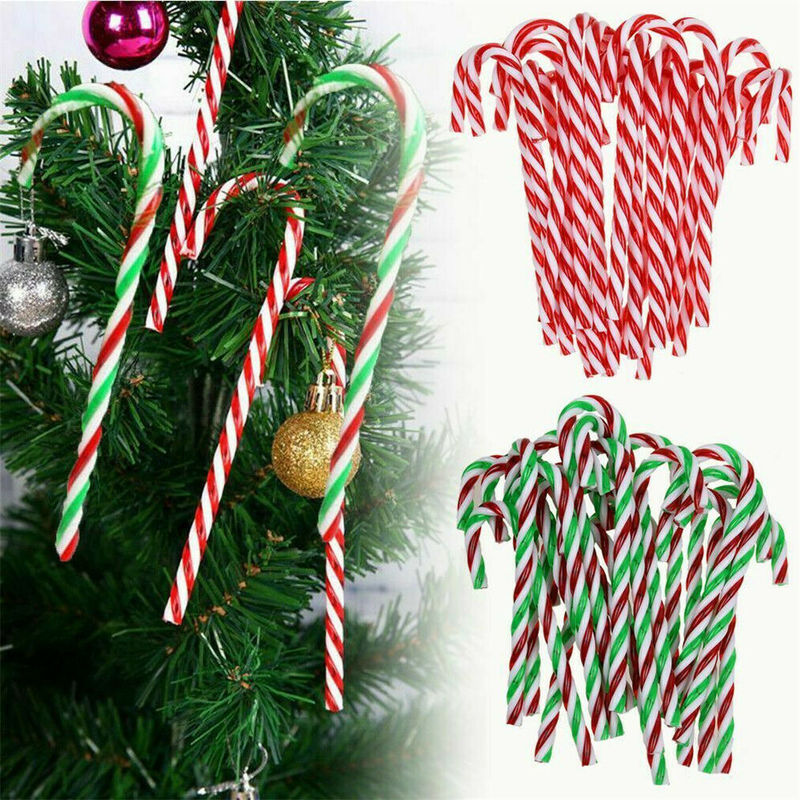 10PCS Year Christmas Christmas Acrylic Candy Canes Sweet Xmas Tree Hanging Ornaments-RO