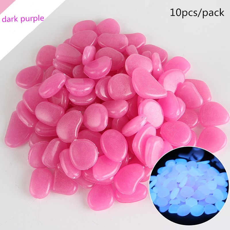 10Pcs/Packnew Lichtgevende Stenen Diy Tuin Park Road Aquarium Vaas Decaration Kids Glow In Dark Speelgoed Voor party Decoraties Steen: dark purple