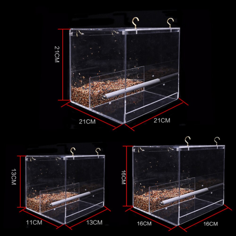 Huisdier Vogel Feeder Creatieve Anti-Verspreiden Papegaai Voeden Levert Vogel Feeders Clear Glas Venster Bekijken Vogel Voedsel Voeden Apparaat