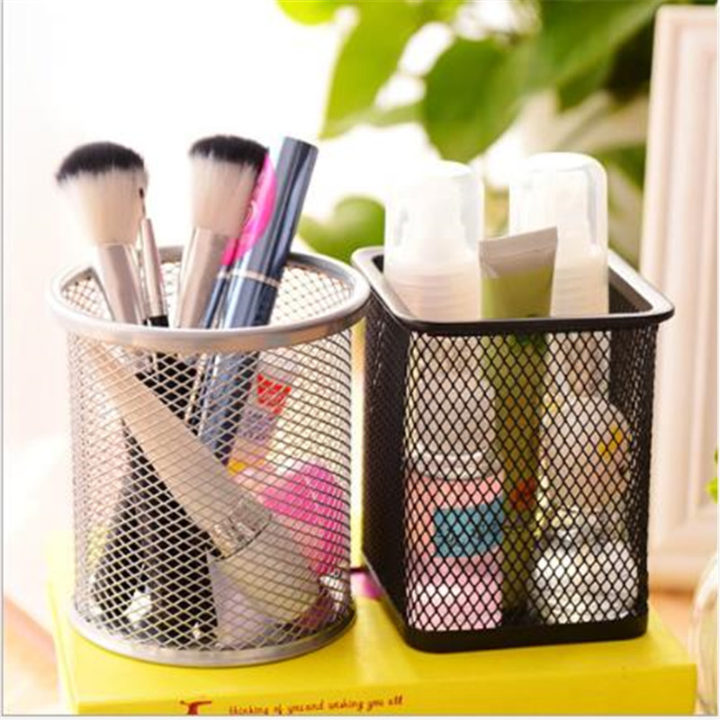 Pencil Holder Office Desk Metal Mesh Square Pen Pot Cup Case Container Organiser Durable Pencil Case
