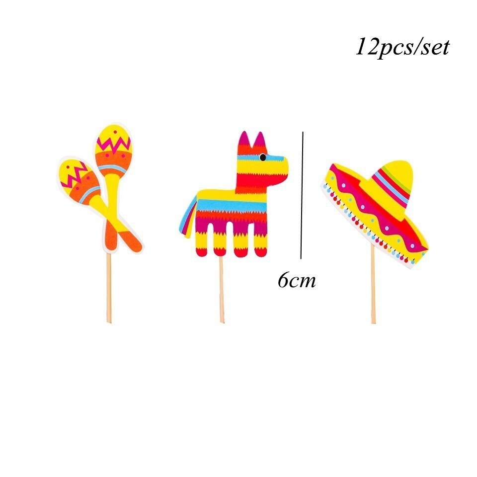 1 setti meksikolainen fiesta juhla alpakka kaktus kuppikakku aasi vauva suihku kakun koristelu kesä hää syntymäpäivä tarvikkeet: 12p alpakan kakkulevyä b