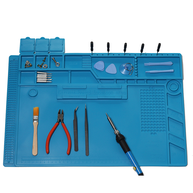 Heat Insulation Silicone Soldering Pad Mat Desk Maintenance Platform For Repair Station With Magnetic s-160 s-170