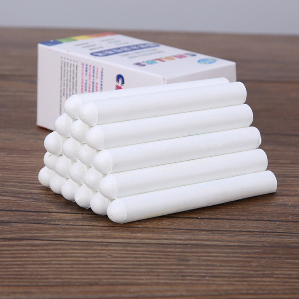 Tizas sin polvo lavables y ecológicas para niños, fácil de limpiar, pintura, enseñanza, color blanco, 20 Uds.