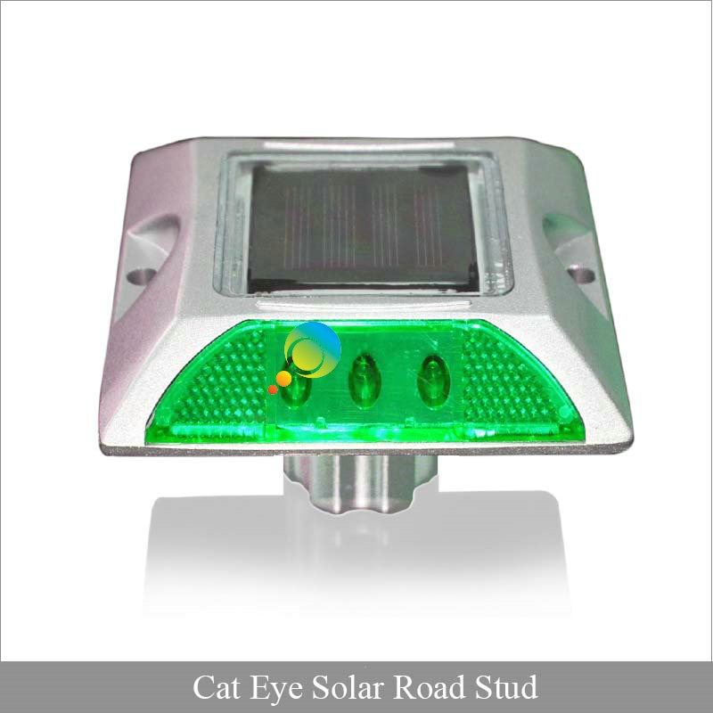 groene LED cat eye road marker 3 M reflector zonne-energie knipperende road stud