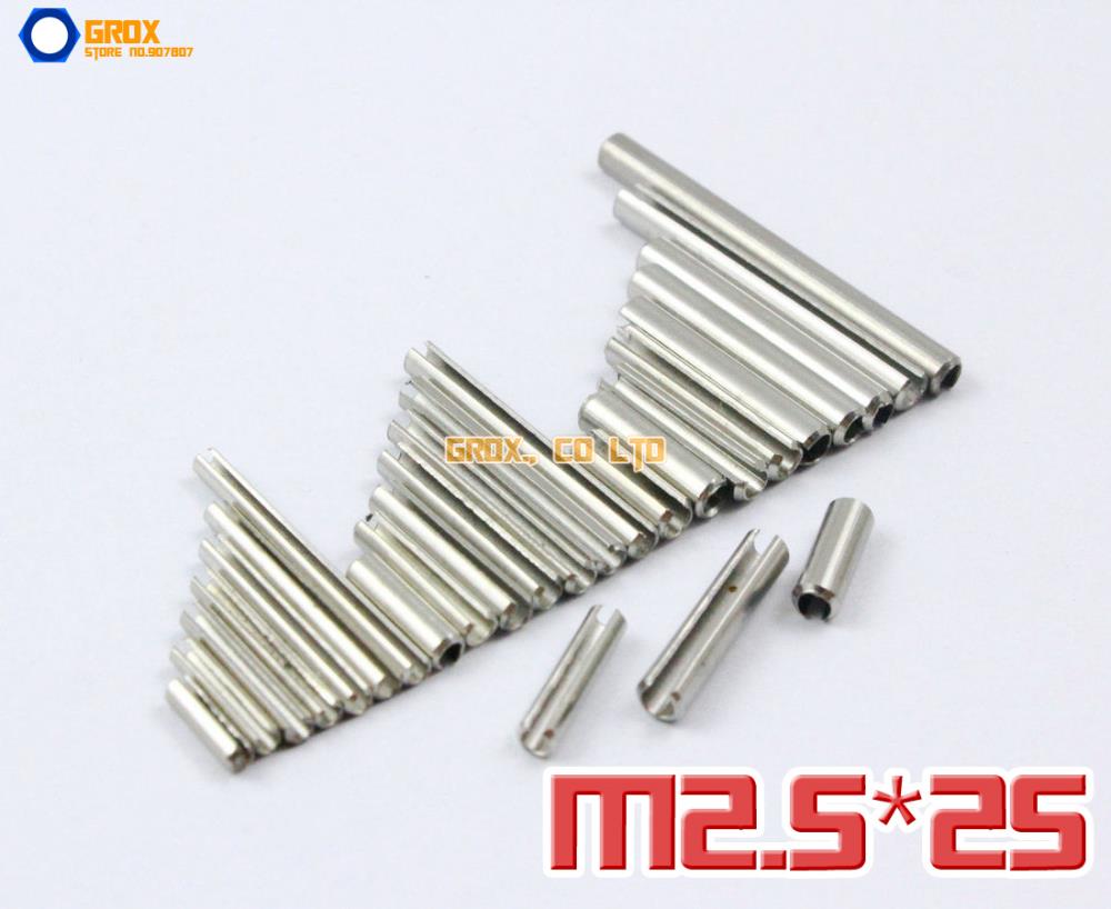 100 Pieces M2.5 x 25mm 304 Stainless Steel Slotted Spring Tension Pin Sellock Roll Pin