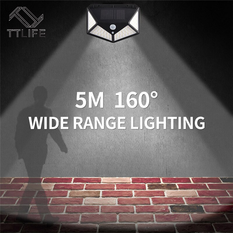 TTLIFE 100 Lamp LED Gardening Solar Light Motion Sensor Waterproof Light Three Light Mode Easy To Install LED Backyard Lamp