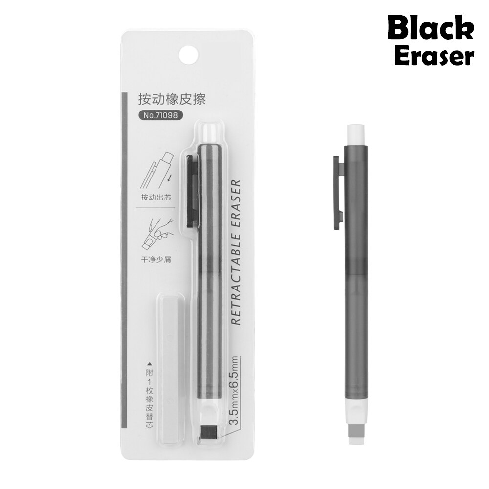 Pen-shaped Soft Drawing Eraser Push Erasers Set Automatic Telescopic Erasers Stationery Learning PVC Erasers Student: Blue Eraser