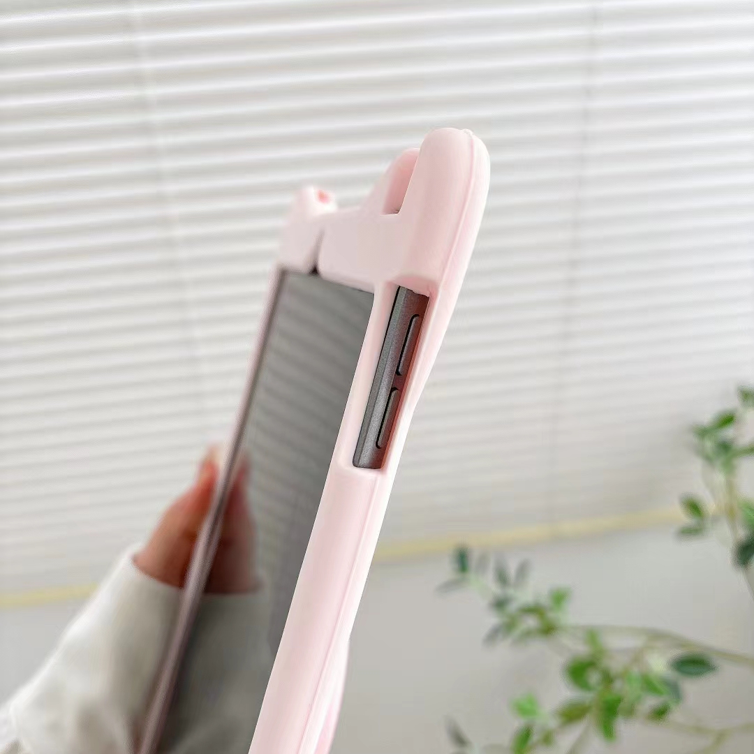 Ours rose de dessin animé mignon 3D, Kawaii, en Silicone souple, pour Ipad pro 9.7 10.5 air 5 4 3 2 10.9 2022 11 10. 2 avec étui pour tablette sur pied