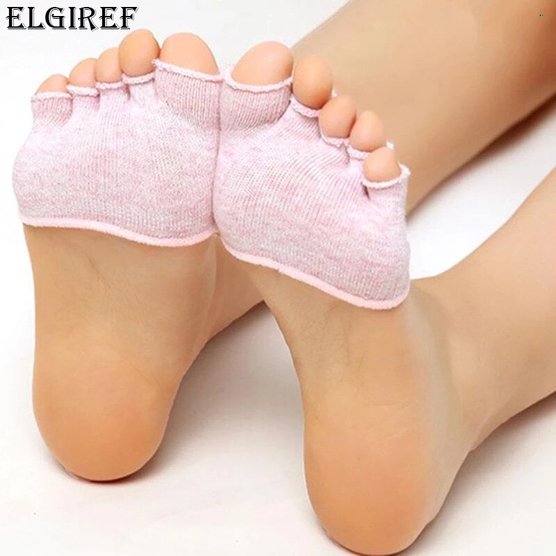 Calcetines de algodón con punta abierta para mujer, medias finas con cinco dedos descubiertos, para verano y otoño, 3 pares