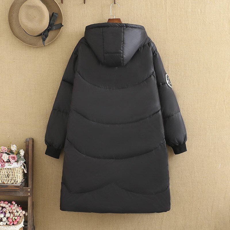 Plus size dames winterjas lange mouw capuchon extra grote maat jas halflang Voeg katoen toe om losse jas dikker te maken voor fatlady