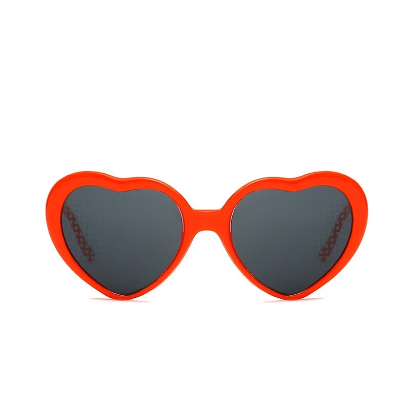 Love Heart Shaped Effects Glasses Watch The Lights Change to Heart Shape At Night Diffraction Glasses Sunglasses: Red