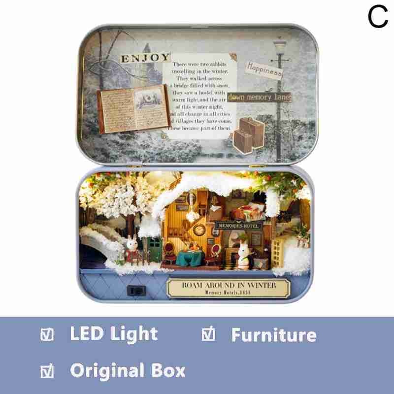 1pcs 3D Doll House Handmade Box Theatre Miniature Box Cute Dollhouses Assemble Kits Toys: C