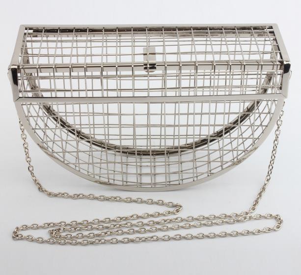 Einzigartige persönlichkeit hohl metall käfige Party Kupplung abend tasche schulter tasche damen handtasche Bote taschen geldbörse: neu silber-