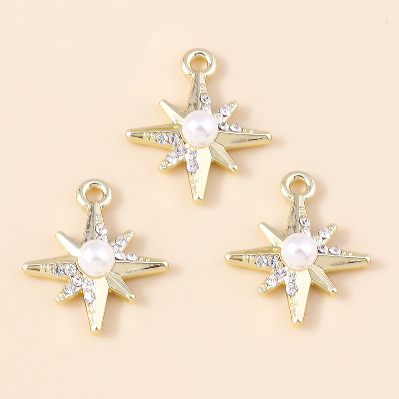 Leslie 5 Stuks Prachtige Gouden Zilveren Kleur Kristal Halve Maan Sterren Bedels Voor Oorbellen Armband Ketting Diy Sieraden Hangers: Blue White Zinc Plated