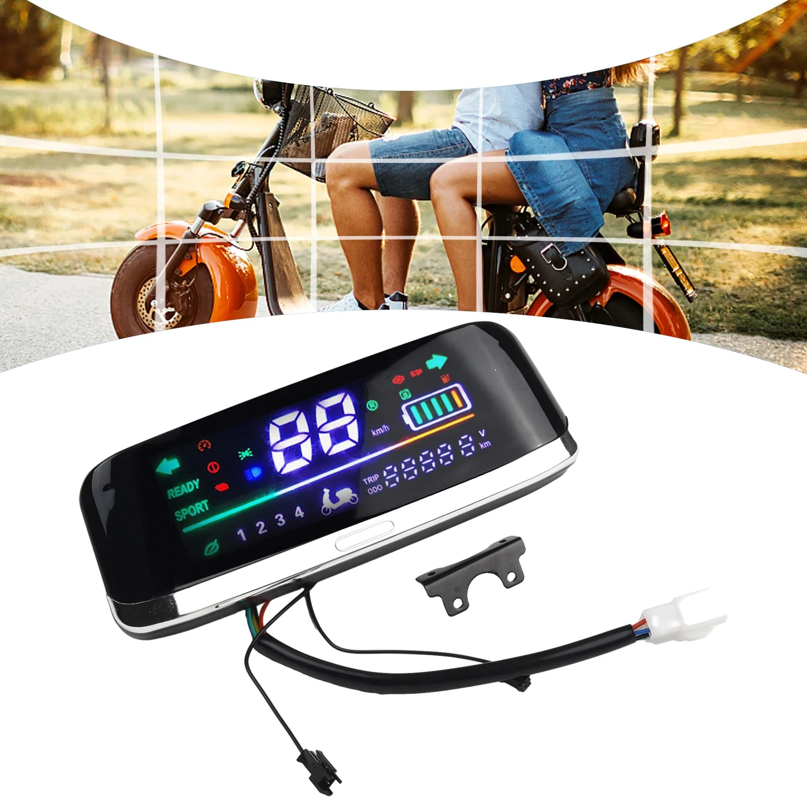 Electric Bicycle E-Scooter Wide LCD Display Motor Speedmeter Screen 48-72V Display Replacement Ebike Accessories