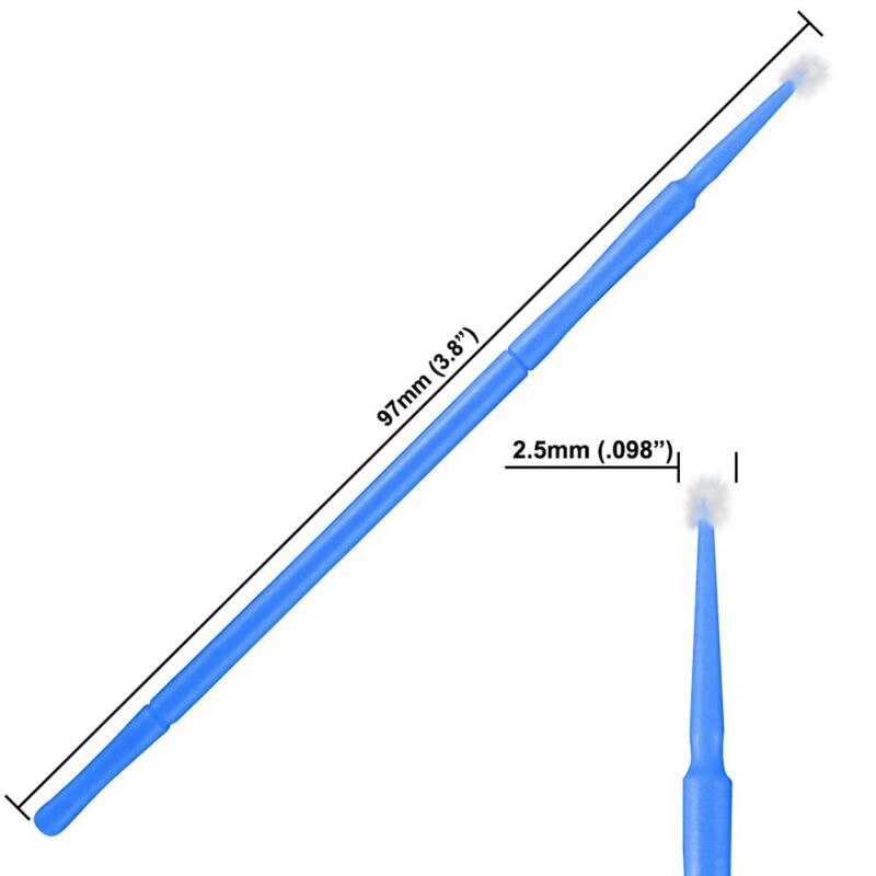 100pcs 2.5mm Disposable Micro Applicator For Automotive Paint Chip Repair Car Gap Cleaning Blue Tool