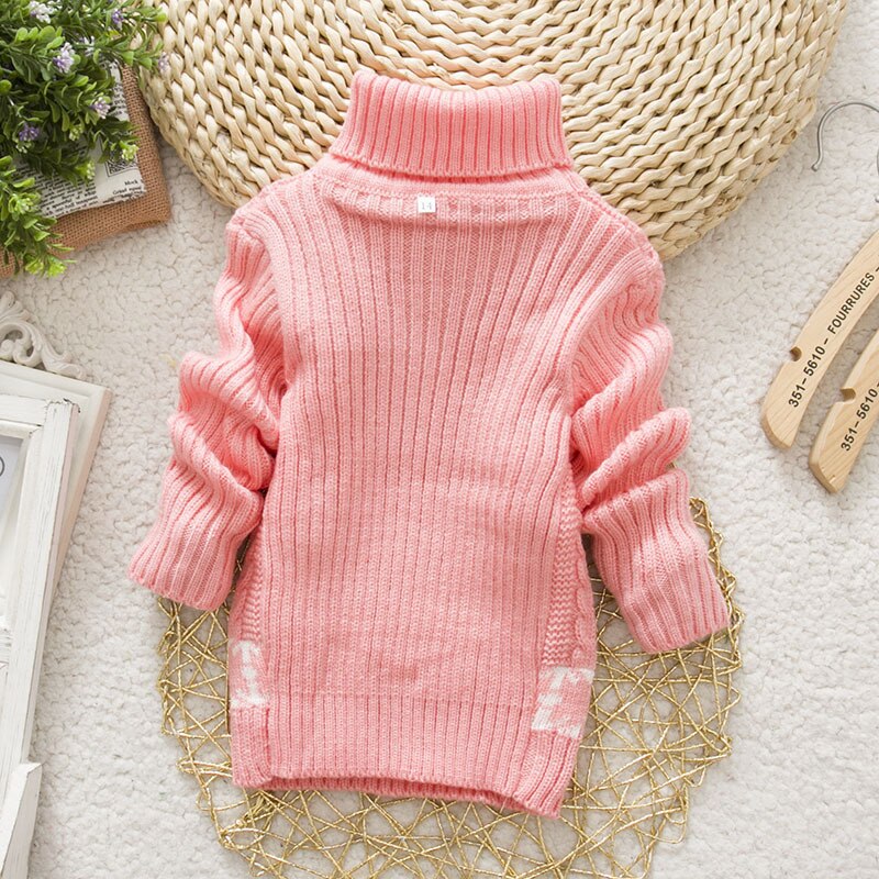 Barn vintergenser turtle neck pullover myk varm baby jenter gutter vinterklær barnegenser høy krage pull noel 2-4t