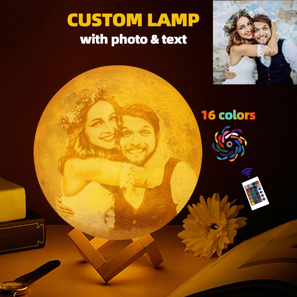 Lampe lunaire personnalisée avec impression 3D, texte Photo personnalisé, veilleuse, Rechargeable par USB, anniversaire, fête des mères, lunaire de saint-valentin