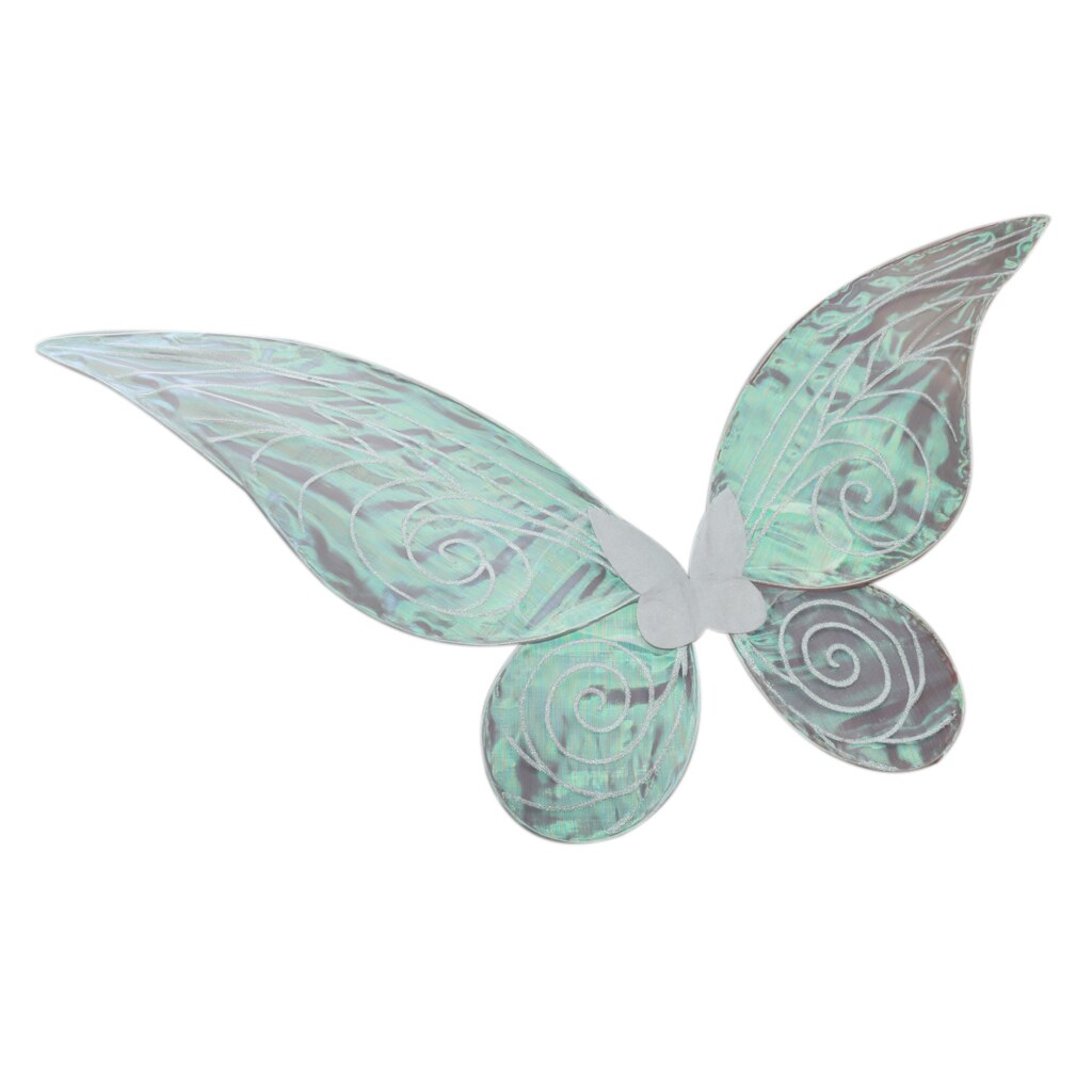 Voksne børn glitter farve skiftende sommerfugl fe vinger fancy kjole: Grøn hvid voksen