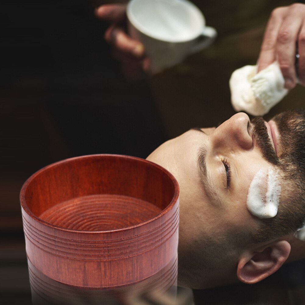 Shaving Soap Bowl Men Wood Oak Foam Wet Mug Shave Anti-Slip Dark Brown Cup Natural Face Cleaning Tools Shaving Soap Bowl