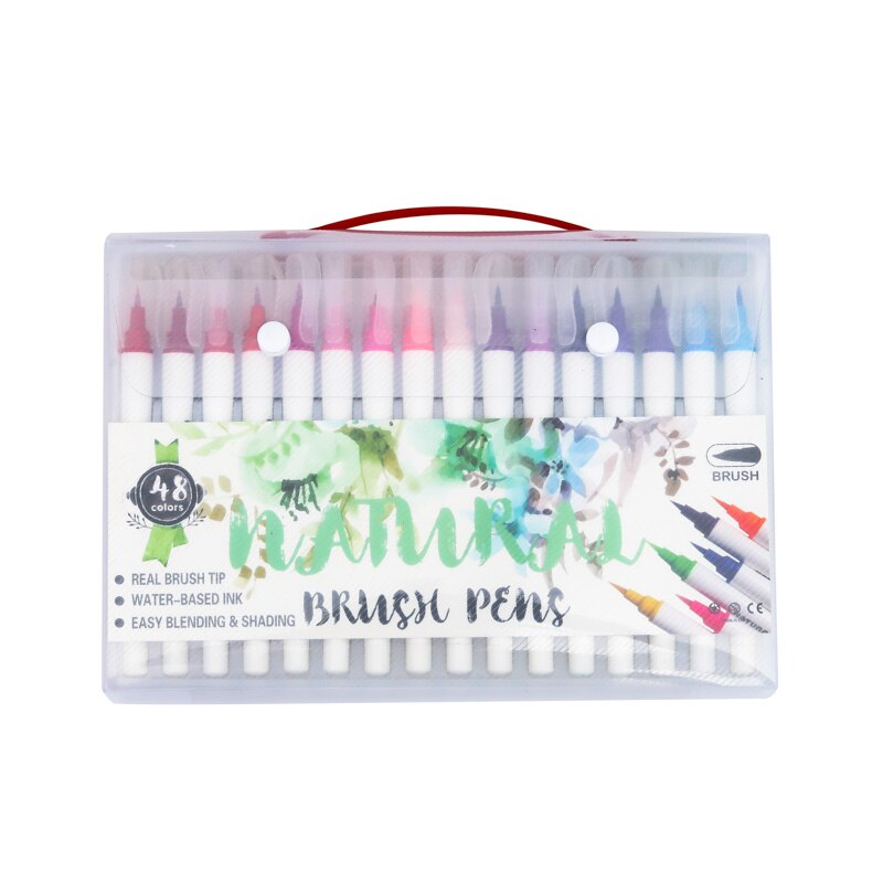 100/120 farver dobbelt spids kunst tuscher pen kalligrafi akvarel pensel pen sæt til voksen malebøger bullet journal: 48ls farver