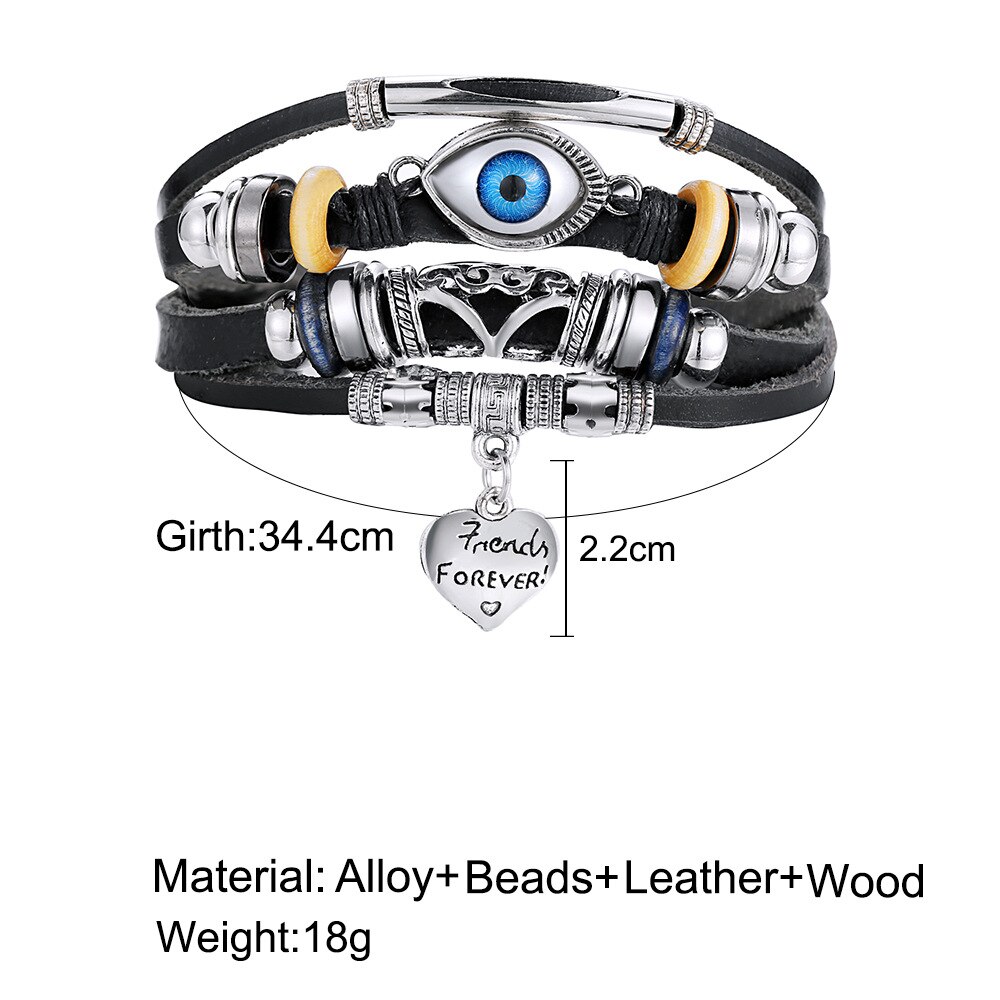 Vintage Leather Bracelet hand woven student leather rope men's and women's universal leather Beaded Friendship Bracelet