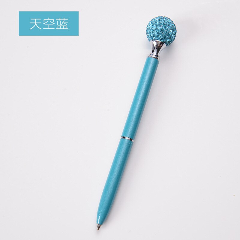 Creativity metal Spinning Ballpoint Pen Luxury Diamond Ball Point Pen 1.0mm Ballpoint Pen Office School Writing Stationery: Light blue